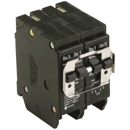 Eaton Circuit Breaker, BR Series, 30 to 40A, 4 Pole, 120/240V AC, 10kA BQC230240